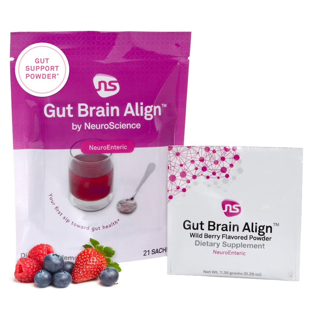 NeuroScience Gut Brain Align Powder - L-Glutamine Powder for Gut Health and Stress Support - Glutamine, GABA, Saffron, DGL, Aloe and Uridine (21 Sachets) - FENGGESTORE20