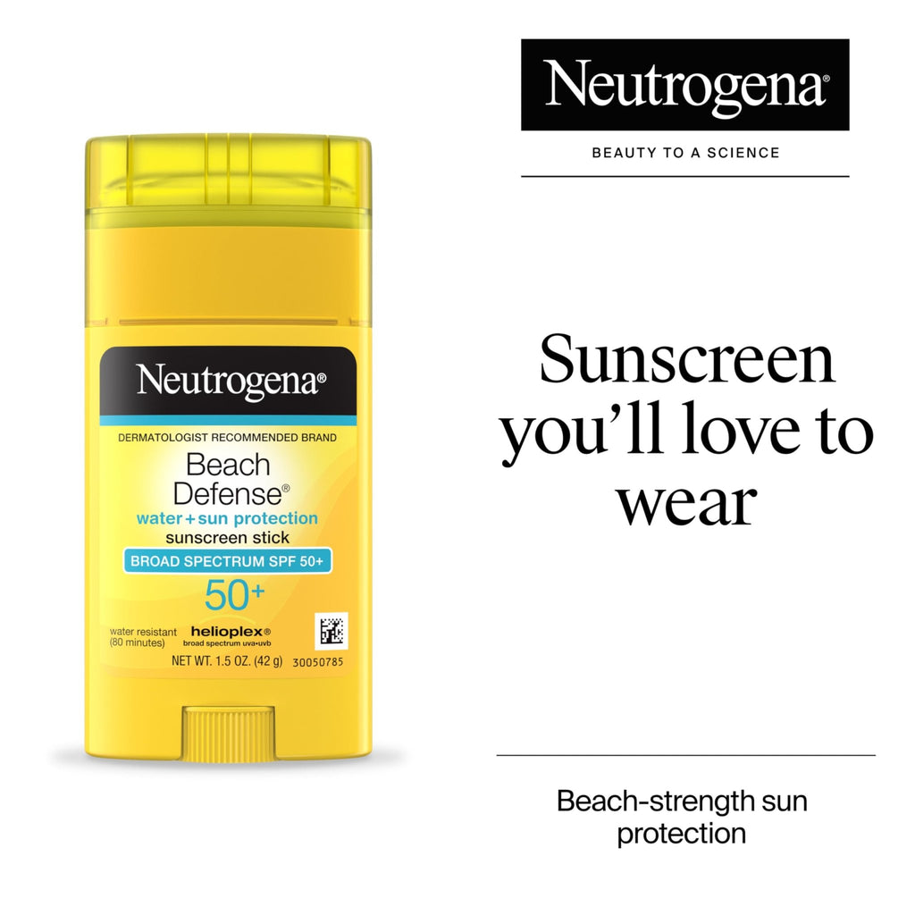 Neutrogena Beach Defense Sunscreen Stick SPF 50, Broad Spectrum Sun Protection for Face & Body, Water-Resistant - FENGGESTORE20