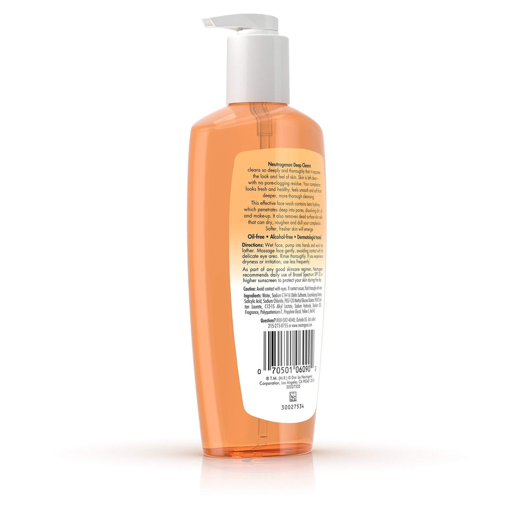 Neutrogena Deep Clean Daily Facial Cleanser with Beta Hydroxy Acid for Normal to Oily Skin, Alcohol-Free - FENGGESTORE20