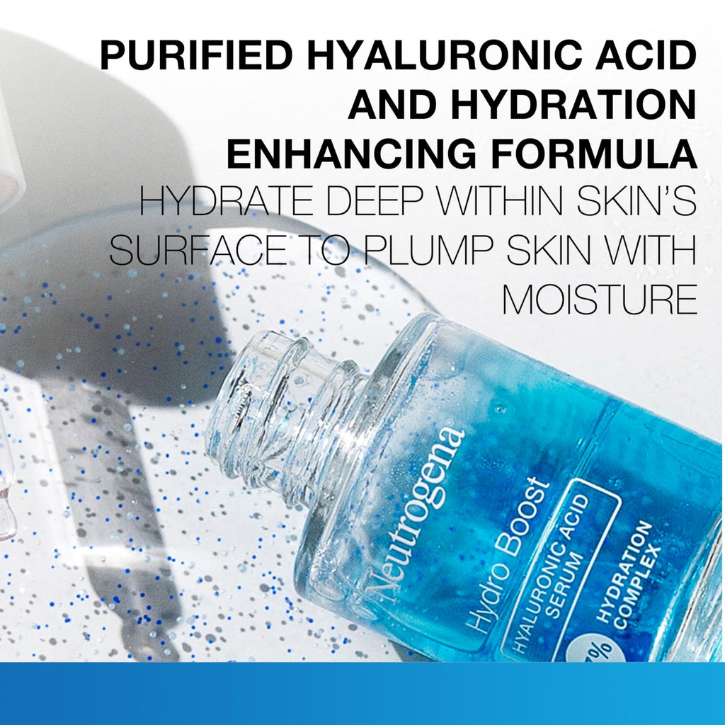 Neutrogena Hydro Boost Hyaluronic Acid Serum for Face & Neck, Lightweight Daily Hydrating Serum with Hyaluronic Acid for Dry Skin, Oil-Free - FENGGESTORE20