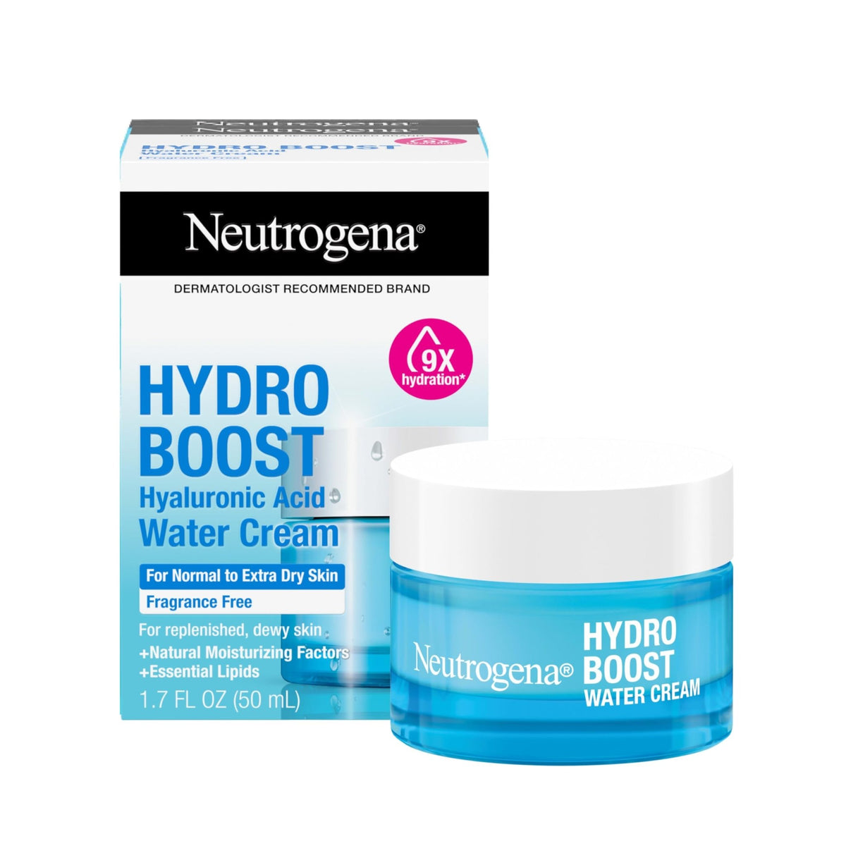 Neutrogena Hydro Boost Water Cream, 72 Hr Hydration for Normal/Extra Dry Skin, Fragrance Free, Face Moisturizer with Hyaluronic Acid, 1.7 oz - FENGGESTORE20