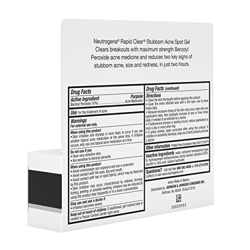 Neutrogena Rapid Clear Stubborn Acne Spot Treatment Gel, Maximum Strength 10% Benzoyl Per-oxide - FENGGESTORE20