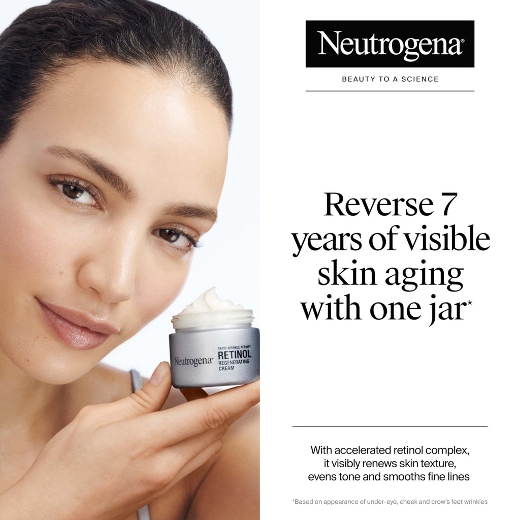 Neutrogena Rapid Wrinkle Repair Retinol Face Moisturizer, Daily Anti-Aging Face Cream with Retinol & Hyaluronic Acid to Fight Fine Lines, Wrinkles, & Dark Spots, 1.7 oz - FENGGESTORE20
