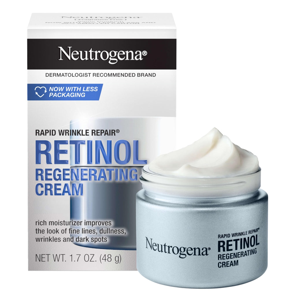 Neutrogena Rapid Wrinkle Repair Retinol Face Moisturizer, Daily Anti-Aging Face Cream with Retinol & Hyaluronic Acid to Fight Fine Lines, Wrinkles, & Dark Spots, 1.7 oz - FENGGESTORE20