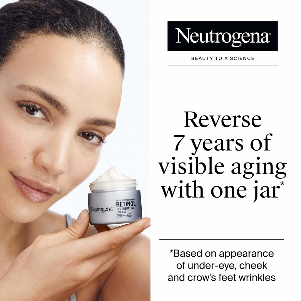 Neutrogena Rapid Wrinkle Repair, Retinol Face Moisturizer, Daily Anti-Aging Neck & Face Cream with Hyaluronic Acid, Retinol Cream - FENGGESTORE20