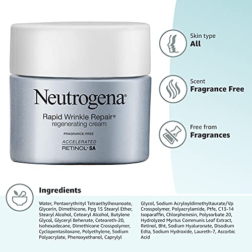 Neutrogena Rapid Wrinkle Repair, Retinol Face Moisturizer, Daily Anti-Aging Neck & Face Cream with Hyaluronic Acid, Retinol Cream - FENGGESTORE20