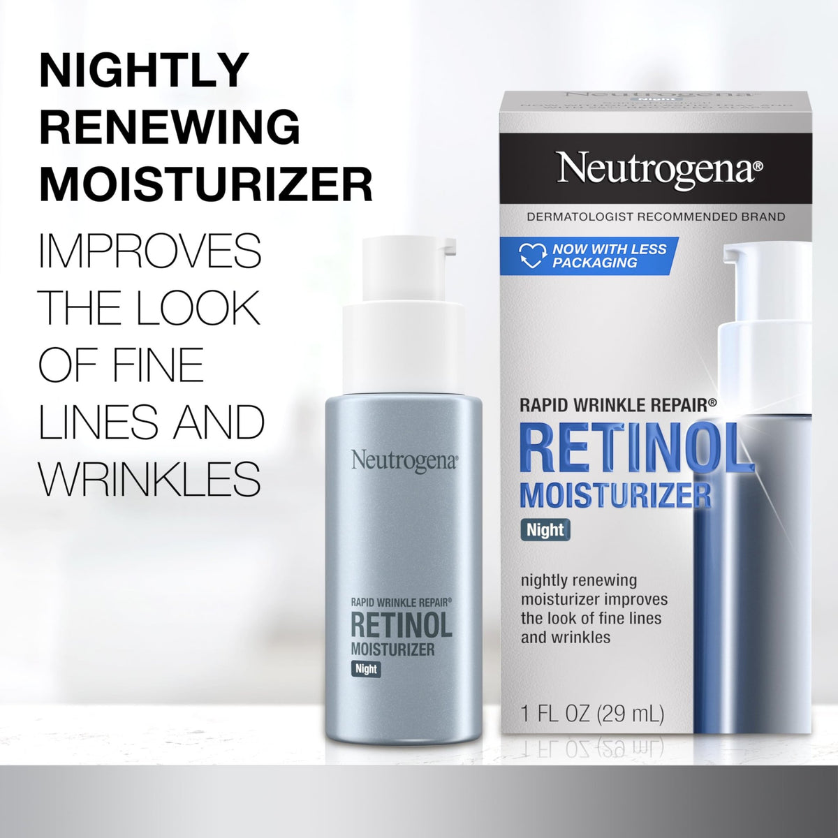 Neutrogena Retinol Face Moisturizer Cream, Rapid Wrinkle Repair, Anti-Wrinkle Night Moisturizer, Anti-Wrinkle Face & Neck Cream - FENGGESTORE20