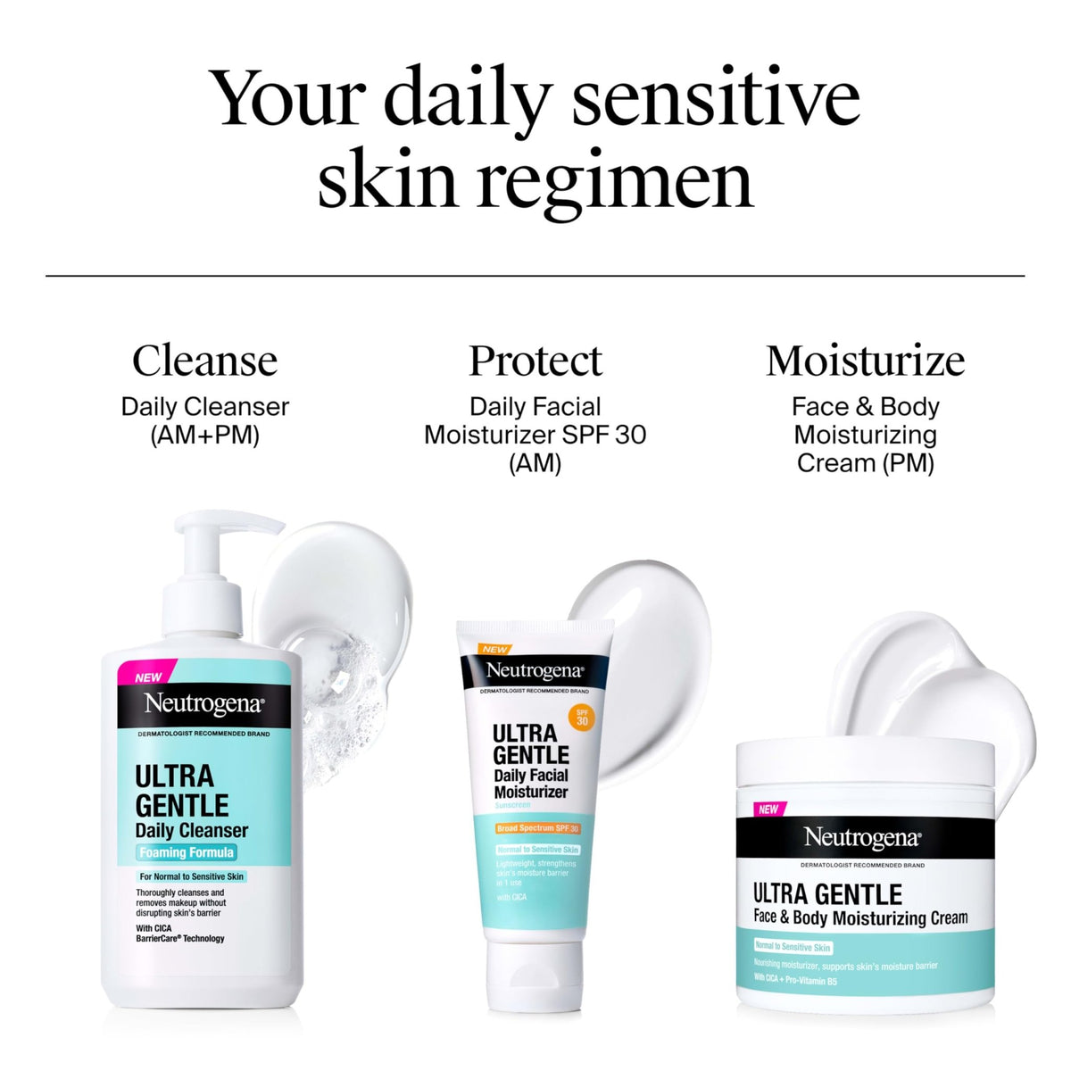 Neutrogena Ultra Gentle Foaming Facial Cleanser, Fragrance Free Hydrating Face Wash for Sensitive Skin, Daily Non Over Drying Makeup Remover - FENGGESTORE20