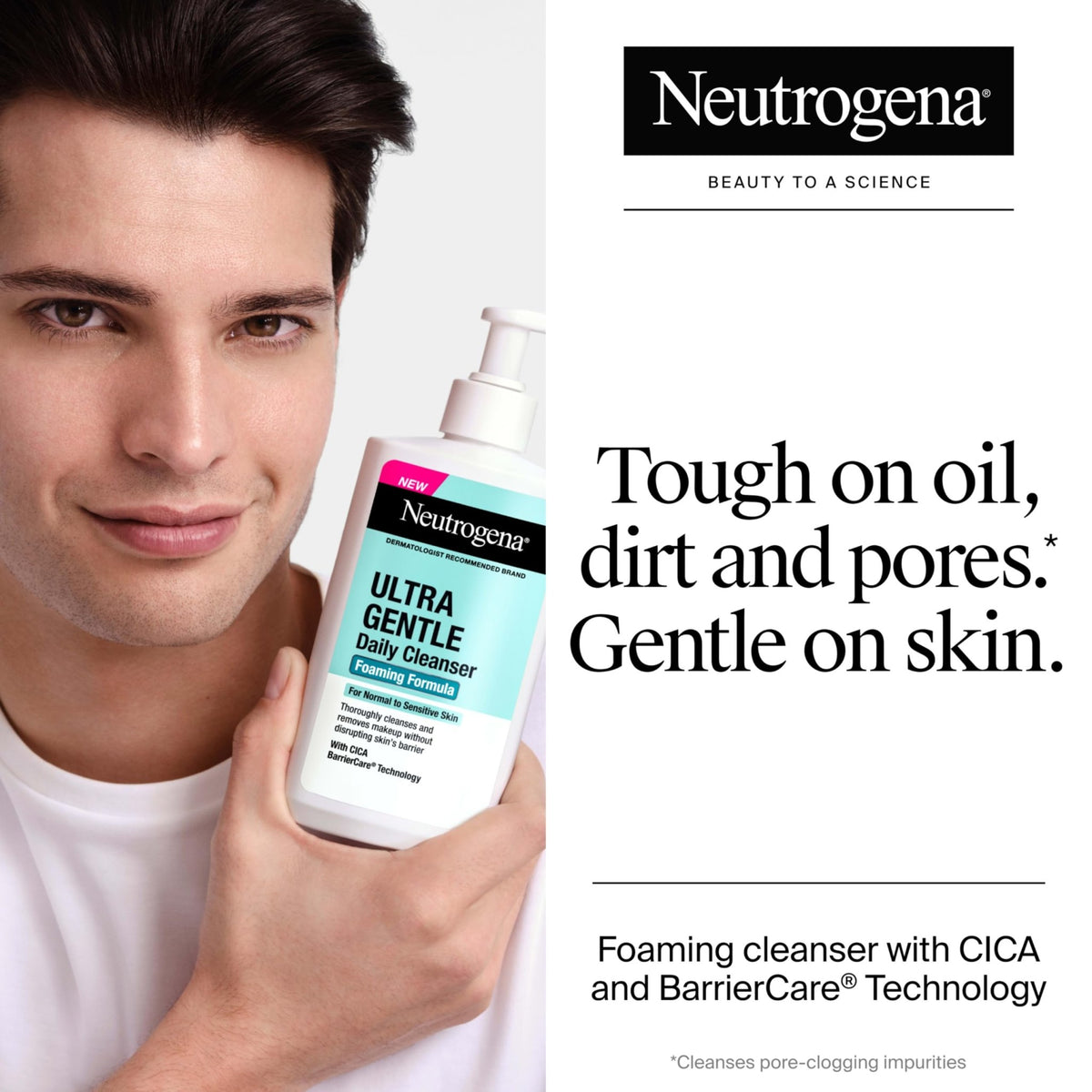 Neutrogena Ultra Gentle Foaming Facial Cleanser, Fragrance Free Hydrating Face Wash for Sensitive Skin, Daily Non Over Drying Makeup Remover - FENGGESTORE20