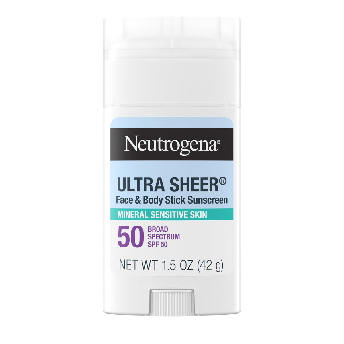 Neutrogena Ultra Sheer Dry Touch SPF 50 Mineral Sunscreen Stick for Sensitive Skin, Zinc Oxide, Body & Face Sunscreen - FENGGESTORE20