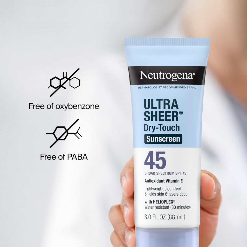 Neutrogena Ultra Sheer Dry-Touch Sunscreen For Face & Body, SPF 45 Broad Spectrum UVA/UVB Protection - FENGGESTORE20