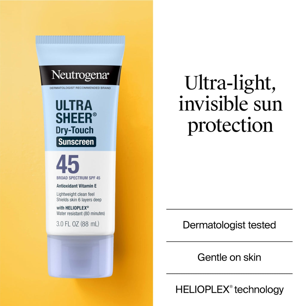 Neutrogena Ultra Sheer Dry-Touch Sunscreen For Face & Body, SPF 45 Broad Spectrum UVA/UVB Protection - FENGGESTORE20