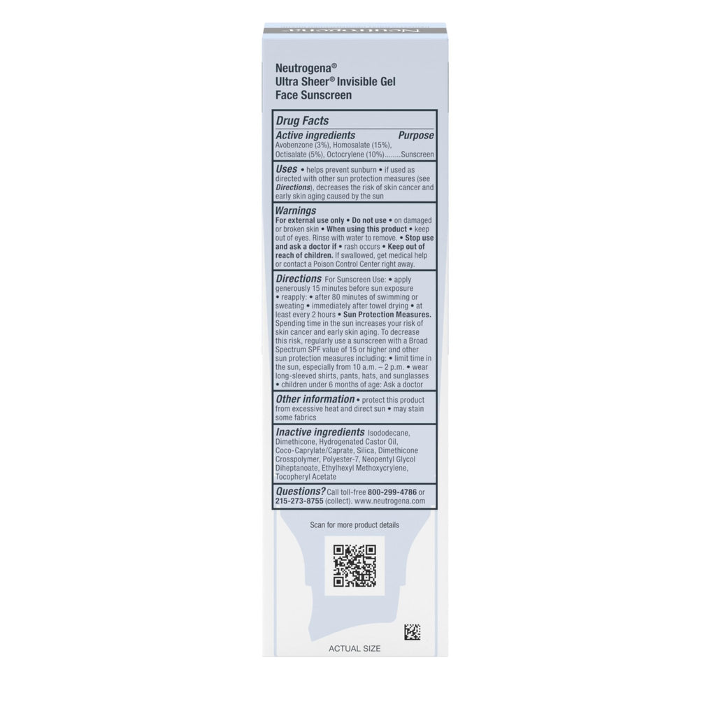 Neutrogena Ultra Sheer Invisible Gel Face Sunscreen SPF 40, Facial Sunscreen & Moisturizer - FENGGESTORE20