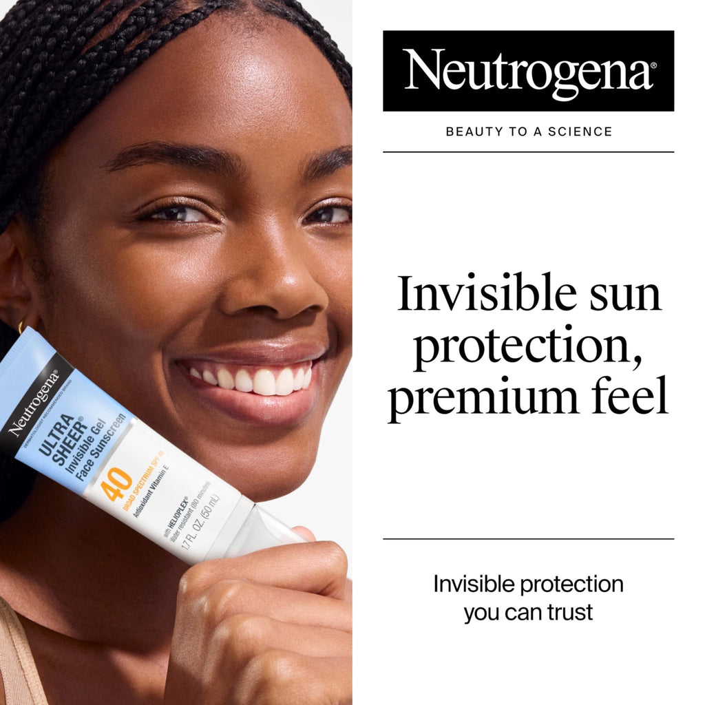 Neutrogena Ultra Sheer Invisible Gel Face Sunscreen SPF 40, Facial Sunscreen & Moisturizer - FENGGESTORE20