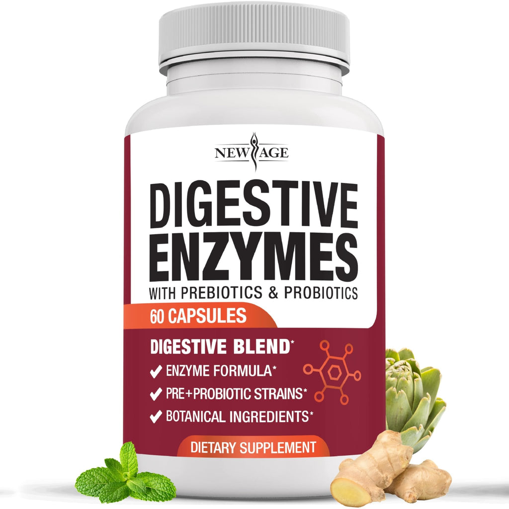 NEW AGE Digestive Enzymes for Gut Health - Probiotic Multi Enzymes with Prebiotics and Probiotics with Lipase for Women and Men for Digestive Health, - FENGGESTORE20