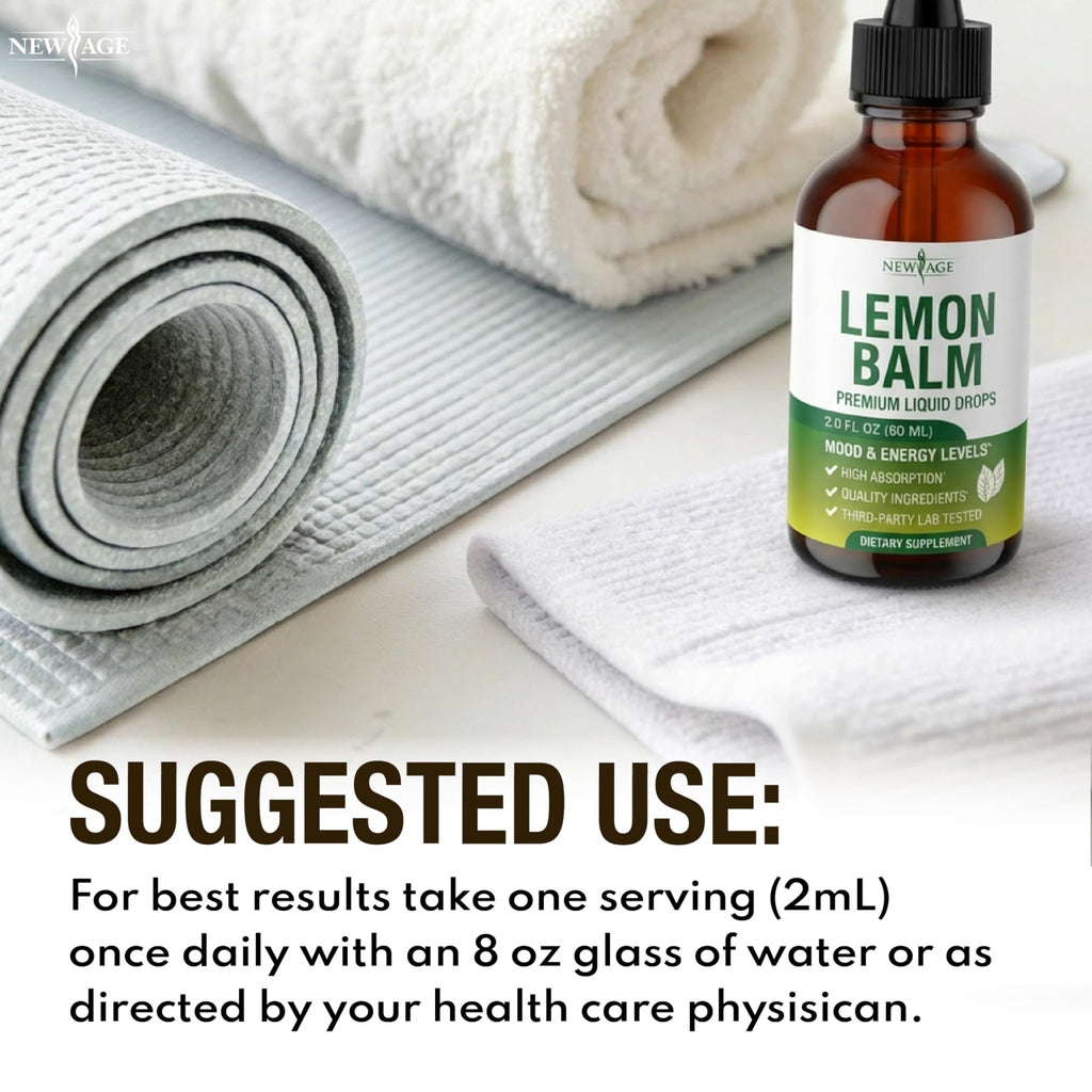 NEW AGE Lemon Balm Tincture - Mood Support Supplement - Lemon Balm Leaf Extract Drops - Vegan, Sugar & Alcohol-Free Calming Supplement - 4 fl oz - FENGGESTORE20