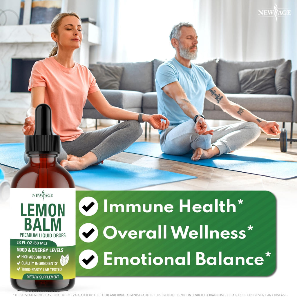 NEW AGE Lemon Balm Tincture - Mood Support Supplement - Lemon Balm Leaf Extract Drops - Vegan, Sugar & Alcohol-Free Calming Supplement - 4 fl oz - FENGGESTORE20