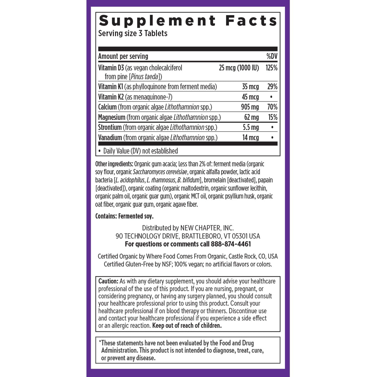 New Chapter Calcium Supplement - Bone Strength Plant-Based USDA Organic Calcium with Magnesium, Vitamin D3+K2, for Bone Health & Joint Mobility, Heart Support - FENGGESTORE20