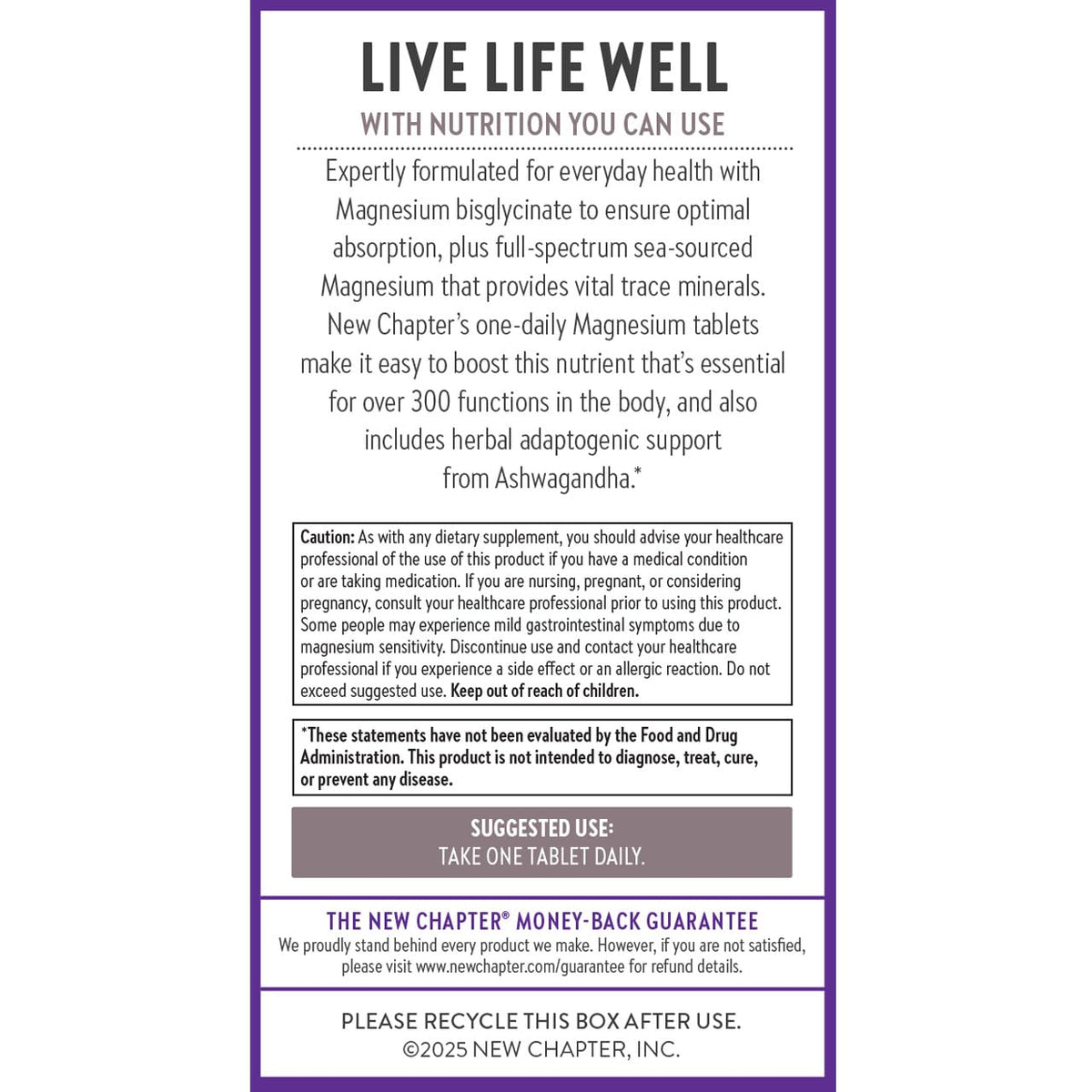 New Chapter Magnesium + Ashwagandha Supplement, 325 mg with Magnesium Glycinate for Muscle Relaxation & Recovery, Heart, Nerve & Bone Health, 2.5X Absorption - FENGGESTORE20