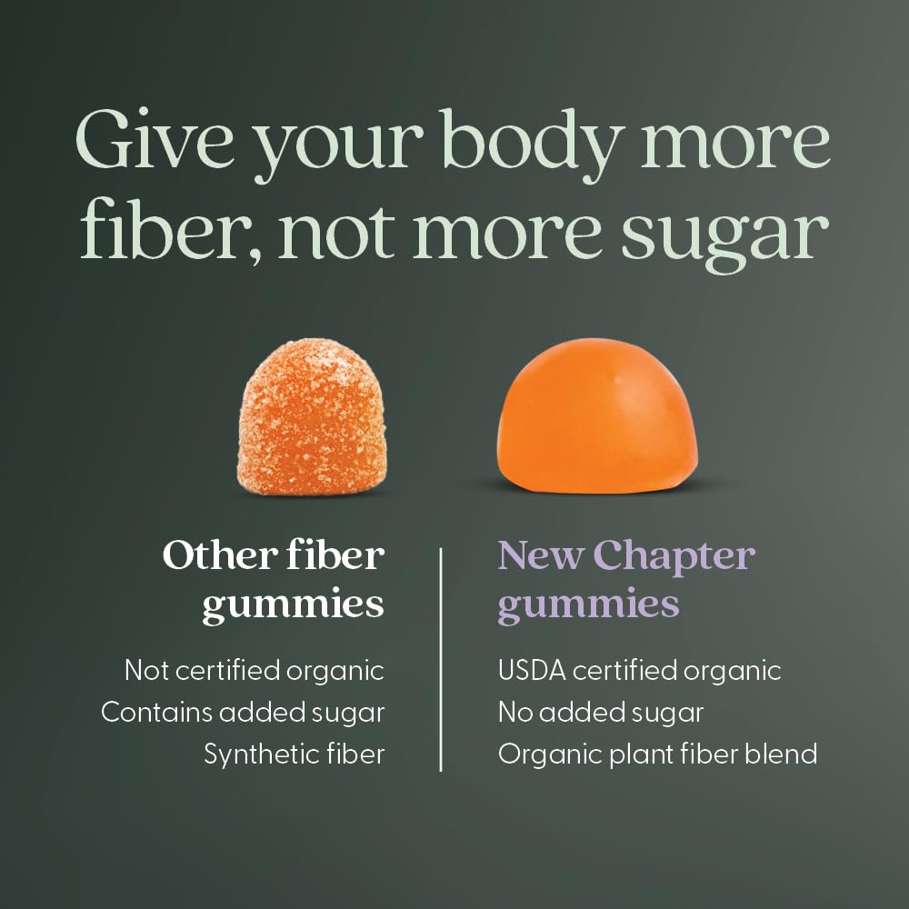 New Chapter Organic Fiber Gummies for Adults & Kids (Age 4+), Plant-Based Prebiotic Fiber for Digestive Health, Vegan, Non-GMO, USDA Organic - FENGGESTORE20