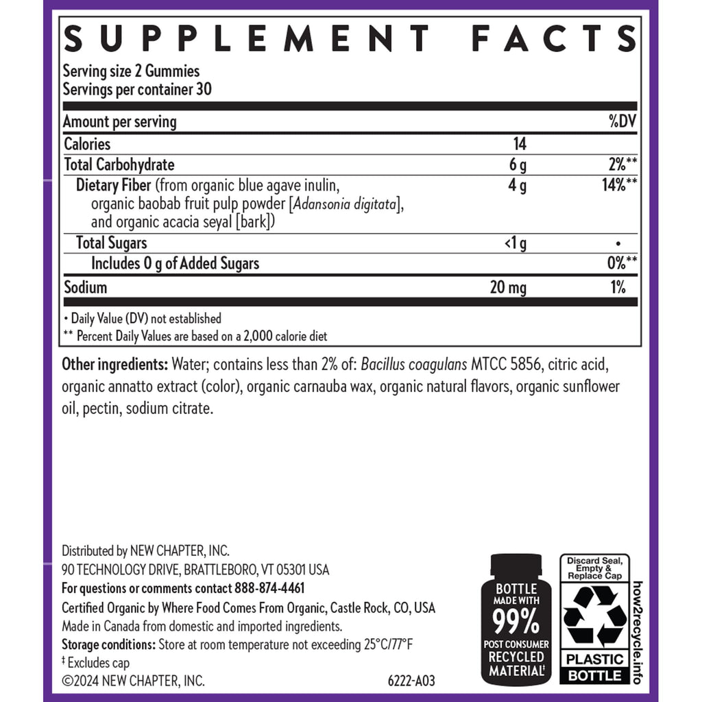 New Chapter Organic Fiber Gummies for Adults & Kids (Age 4+), Plant-Based Prebiotic Fiber for Digestive Health, Vegan, Non-GMO, USDA Organic - FENGGESTORE20