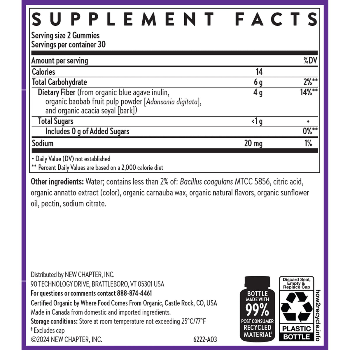New Chapter Organic Fiber Gummies for Adults & Kids (Age 4+), Plant-Based Prebiotic Fiber for Digestive Health, Vegan, Non-GMO, USDA Organic - FENGGESTORE20
