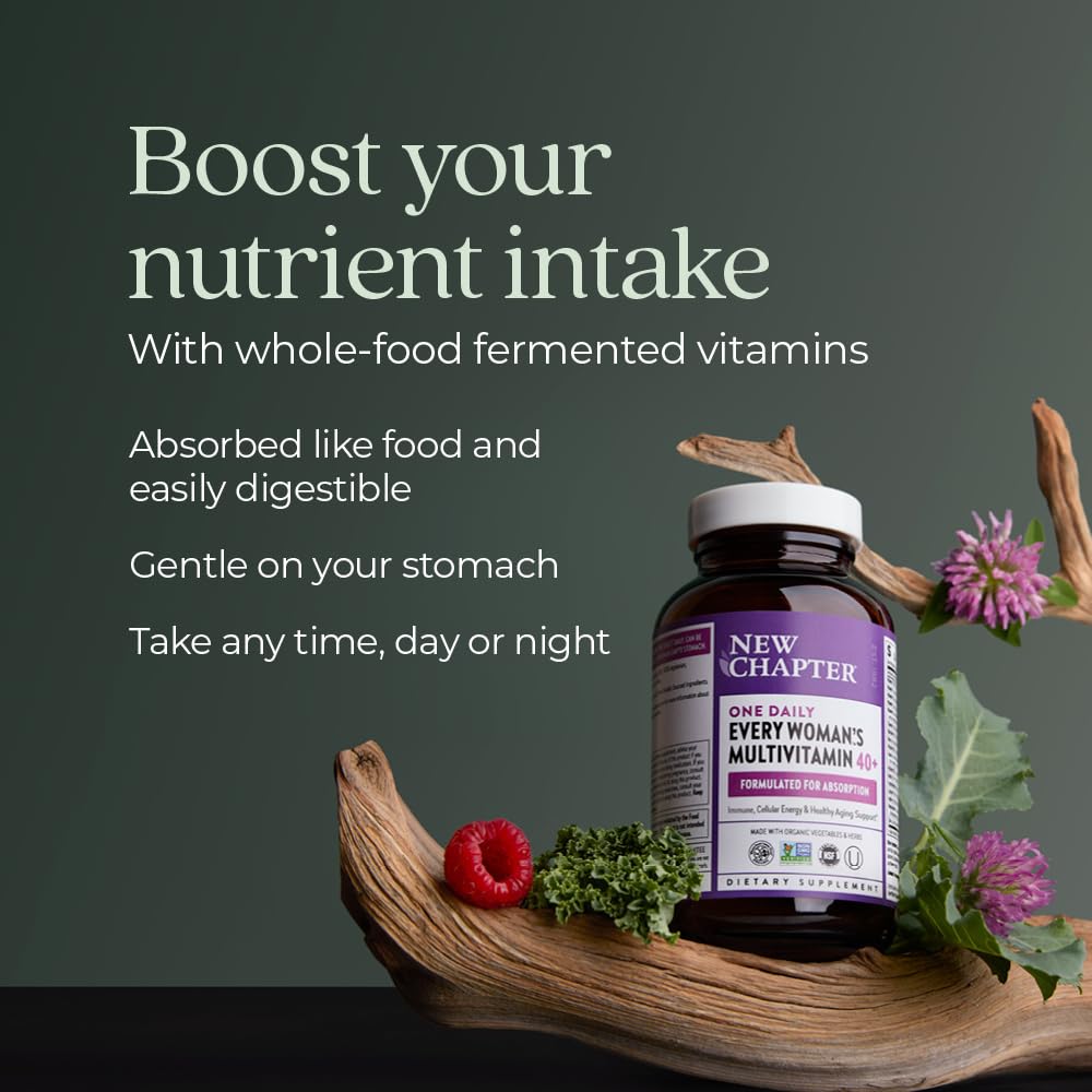 New Chapter Women’s Multivitamin 40+, extra B6 & B12, Biotin for Hair Growth, D3, Vit C, Zinc for Immune & Stress Support, Gentle on an Empty Stomach - FENGGESTORE20