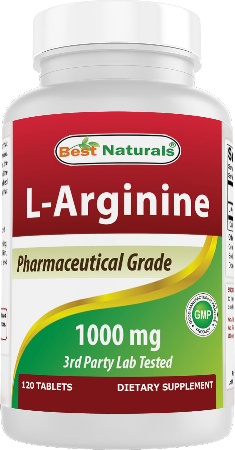 (New Improved Formula) Best Naturals L-Arginine 1000 mg 120 Tablets - Grade L Arginine Supplement - FENGGESTORE20