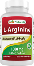 (New Improved Formula) Best Naturals L-Arginine 1000 mg 120 Tablets - Grade L Arginine Supplement - FENGGESTORE20