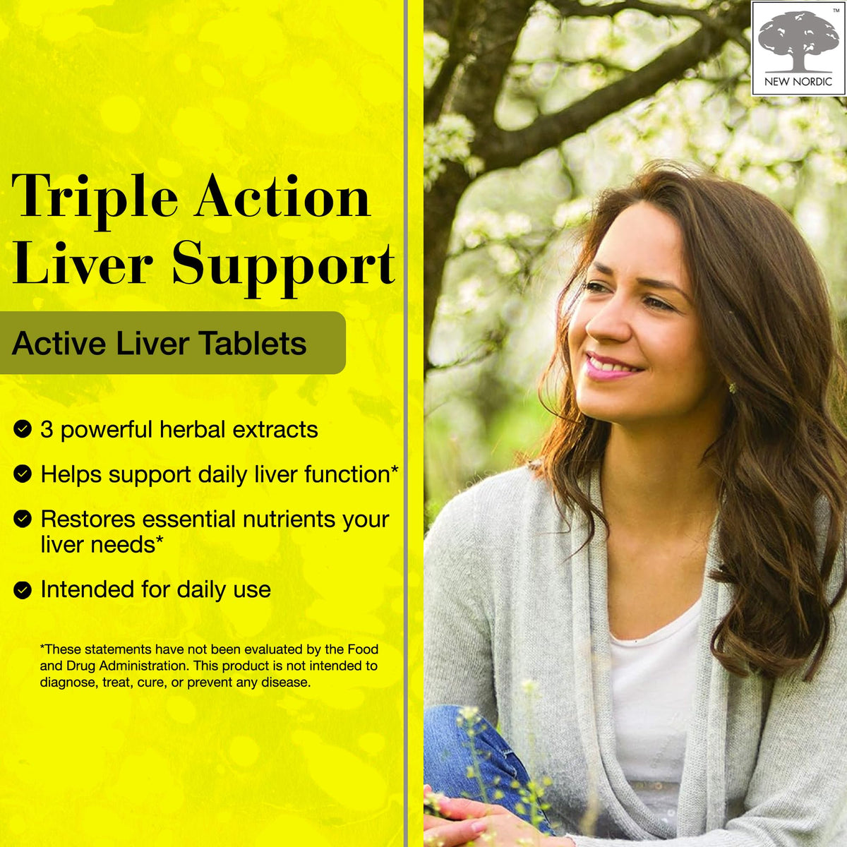 NEW NORDIC Active Liver 30-Day Supply, Daily Liver Supplement, Milk Thistle, Artichoke & Turmeric, 30 Tablets (Pack of 1) - FENGGESTORE20