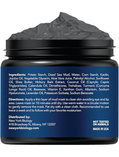 New York Biology Dead Sea Mud Mask for Face and Body | with Turmeric Oil | Spa Quality Pore Refiner for Oily Skin | Natural Skincare for Women & Men - FENGGESTORE20