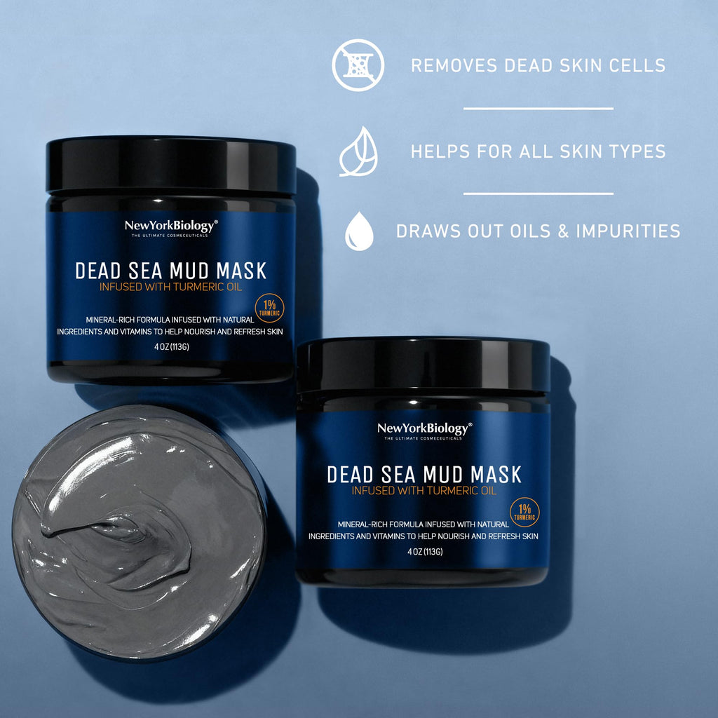New York Biology Dead Sea Mud Mask for Face and Body | with Turmeric Oil | Spa Quality Pore Refiner for Oily Skin | Natural Skincare for Women & Men - FENGGESTORE20