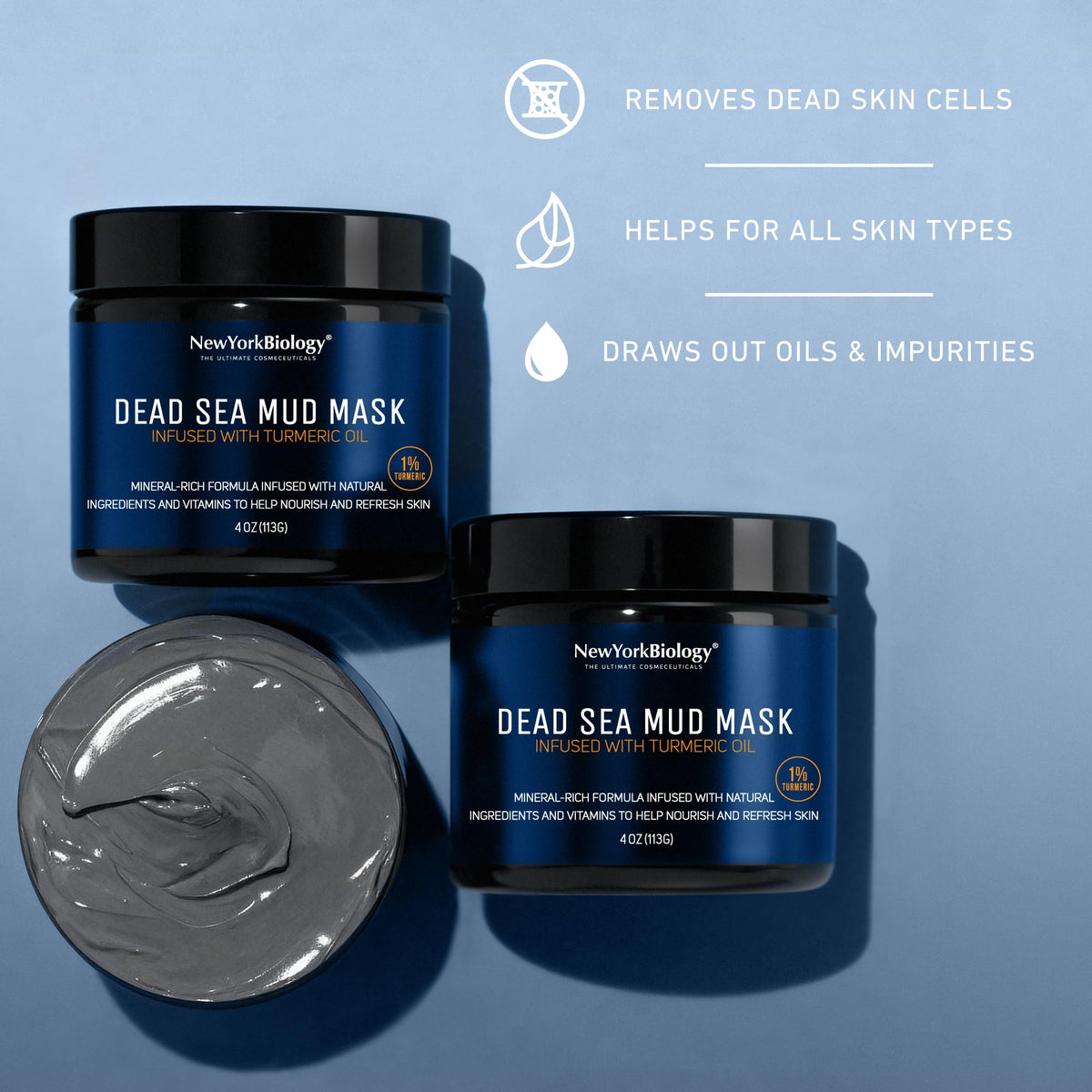 New York Biology Dead Sea Mud Mask for Face and Body | with Turmeric Oil | Spa Quality Pore Refiner for Oily Skin | Natural Skincare for Women & Men - FENGGESTORE20
