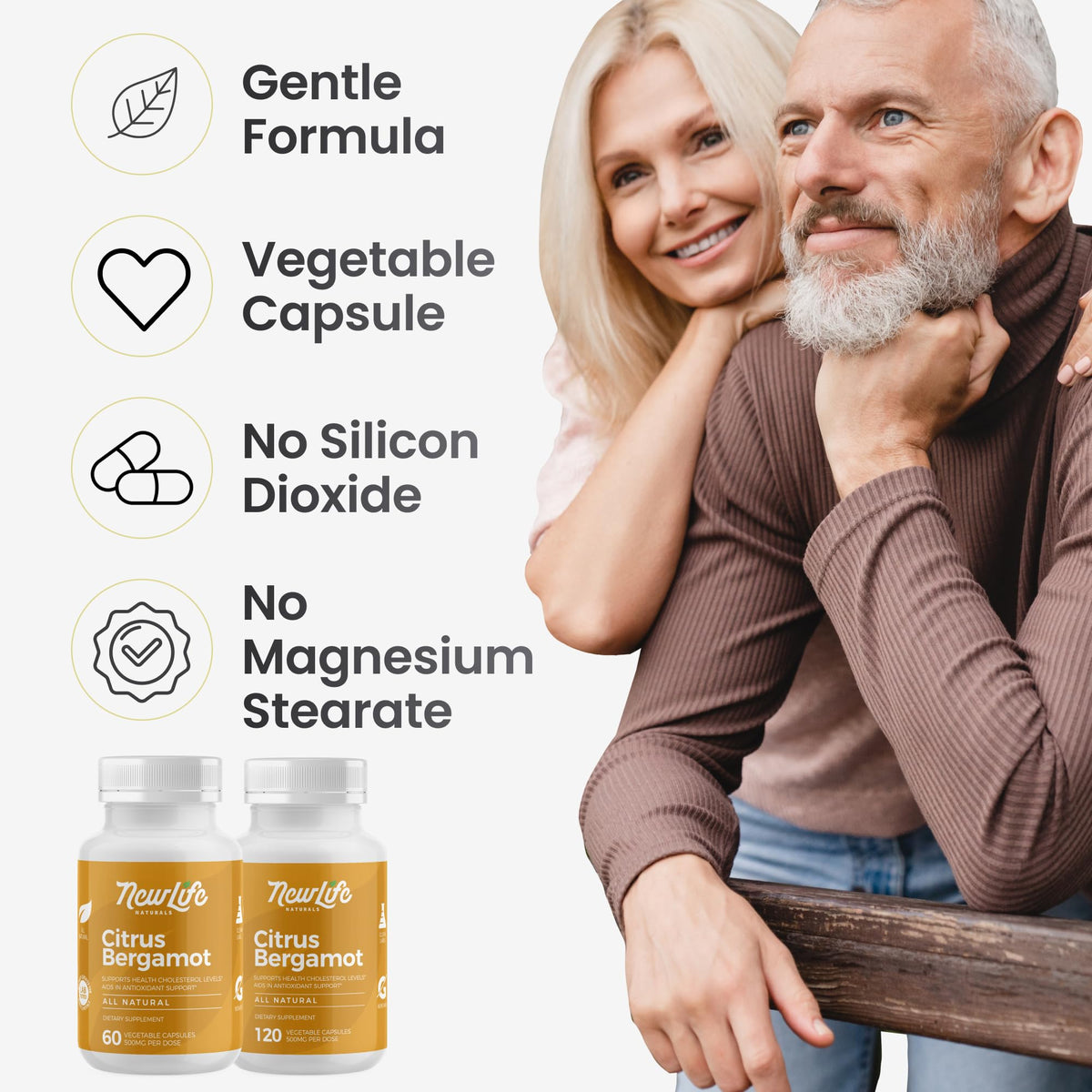 NewLife Naturals Citrus Bergamot Supplements 500 MG - Heart Health - Supplement for Wellness and Aging Support - FENGGESTORE20