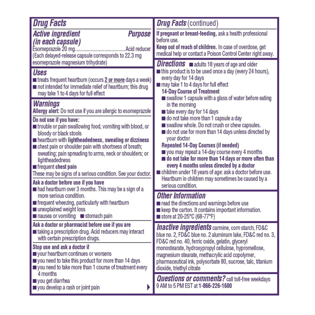 Nexium 24HR ClearMinis Acid Reducer Heartburn Relief Delayed Release Capsules for All-Day and All-Night Protection from Frequent Heartburn, Heartburn Medicine with Esomeprazole Magnesium - 42 Count - FENGGESTORE20