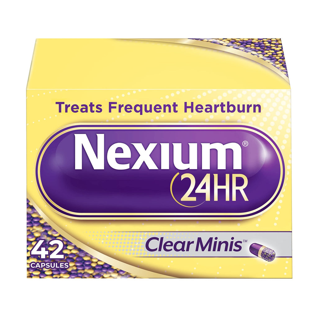 Nexium 24HR ClearMinis Acid Reducer Heartburn Relief Delayed Release Capsules for All-Day and All-Night Protection from Frequent Heartburn, Heartburn Medicine with Esomeprazole Magnesium - 42 Count - FENGGESTORE20
