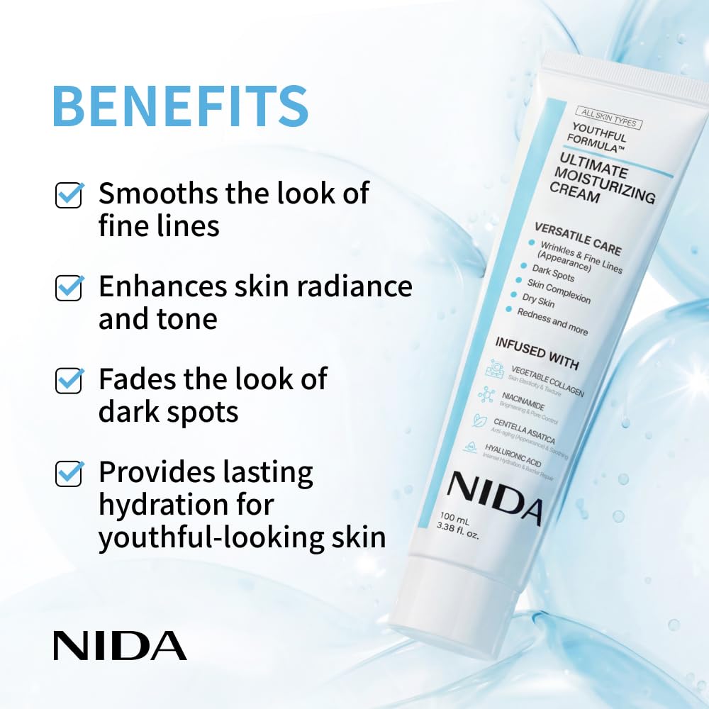 NIDA Youthful Formula™ Ultimate Moisturizing Cream | Centella Asiatica, Niacinamide, Hyaluronic Acid, Collagen | Wrinkles, Fine Lines - FENGGESTORE20