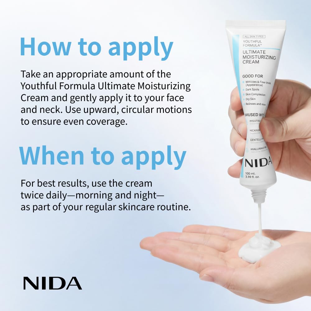 NIDA Youthful Formula™ Ultimate Moisturizing Cream | Centella Asiatica, Niacinamide, Hyaluronic Acid, Collagen | Wrinkles, Fine Lines - FENGGESTORE20