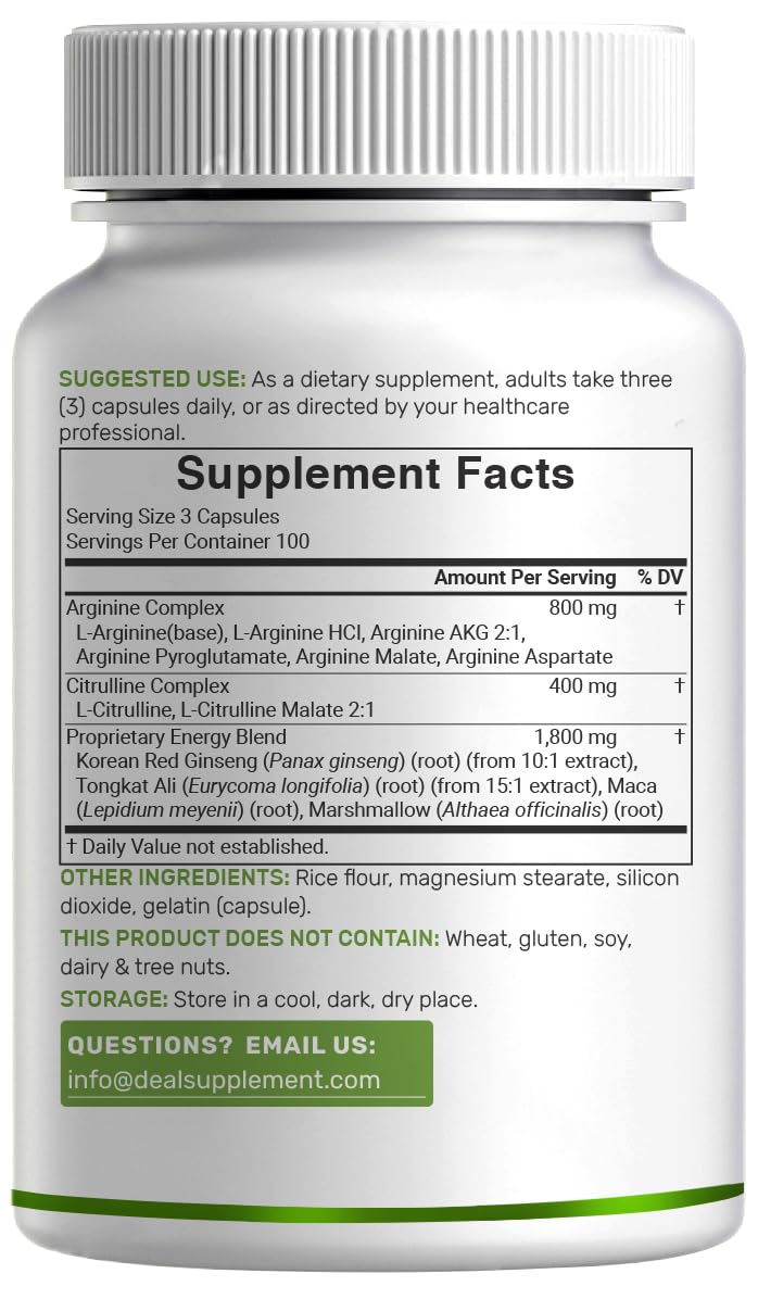 Nitric Oxide Supplement 3,000mg, 300 Capsules | 12-in-1 Complex for Men & Women – Arginine, Citrulline, Korean Red Ginseng, - FENGGESTORE20