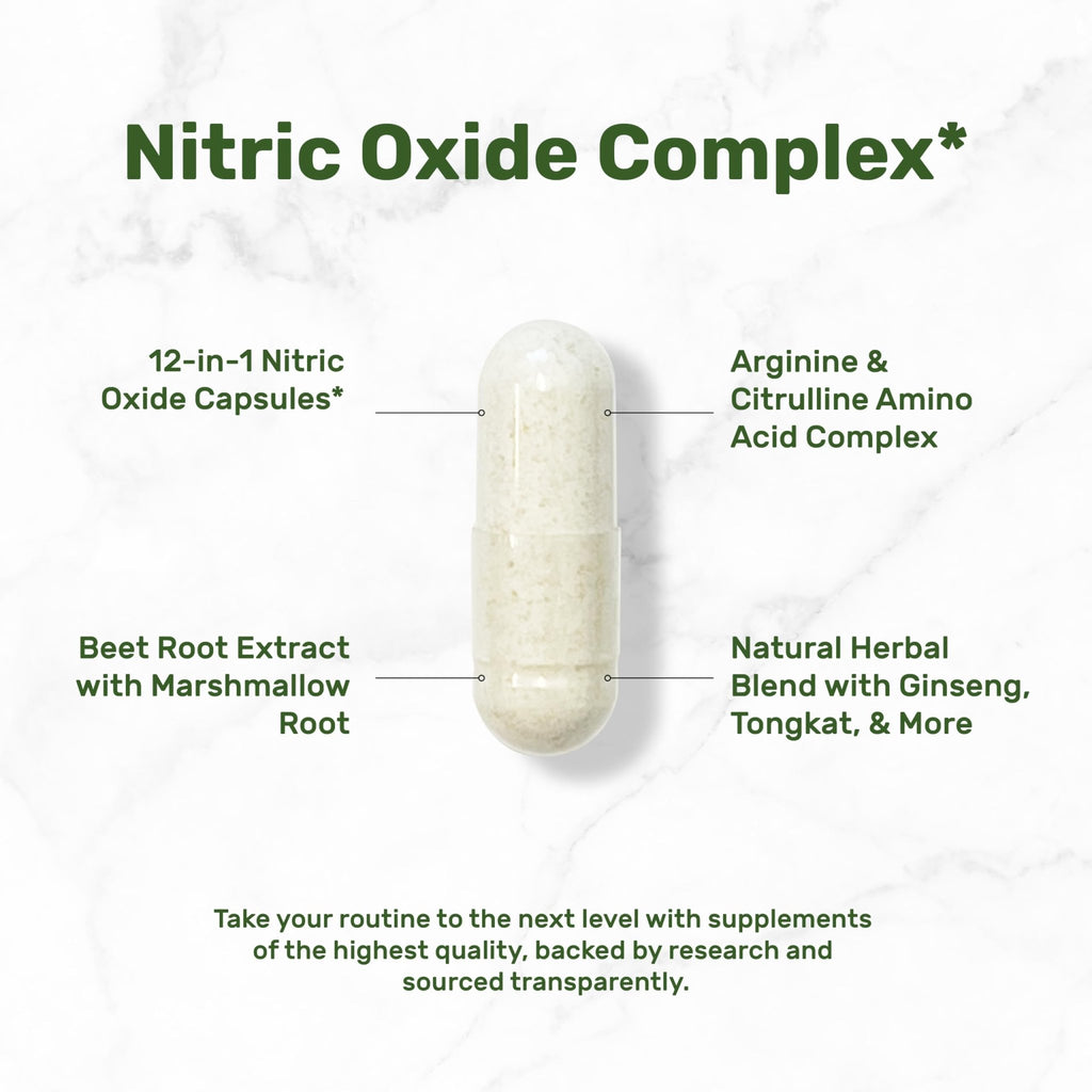 Nitric Oxide Supplement 3,000mg, 300 Capsules | 12-in-1 Complex for Men & Women – Arginine, Citrulline, Korean Red Ginseng, - FENGGESTORE20