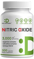 Nitric Oxide Supplement 3,000mg, 300 Capsules | 12-in-1 Complex for Men & Women – Arginine, Citrulline, Korean Red Ginseng, - FENGGESTORE20