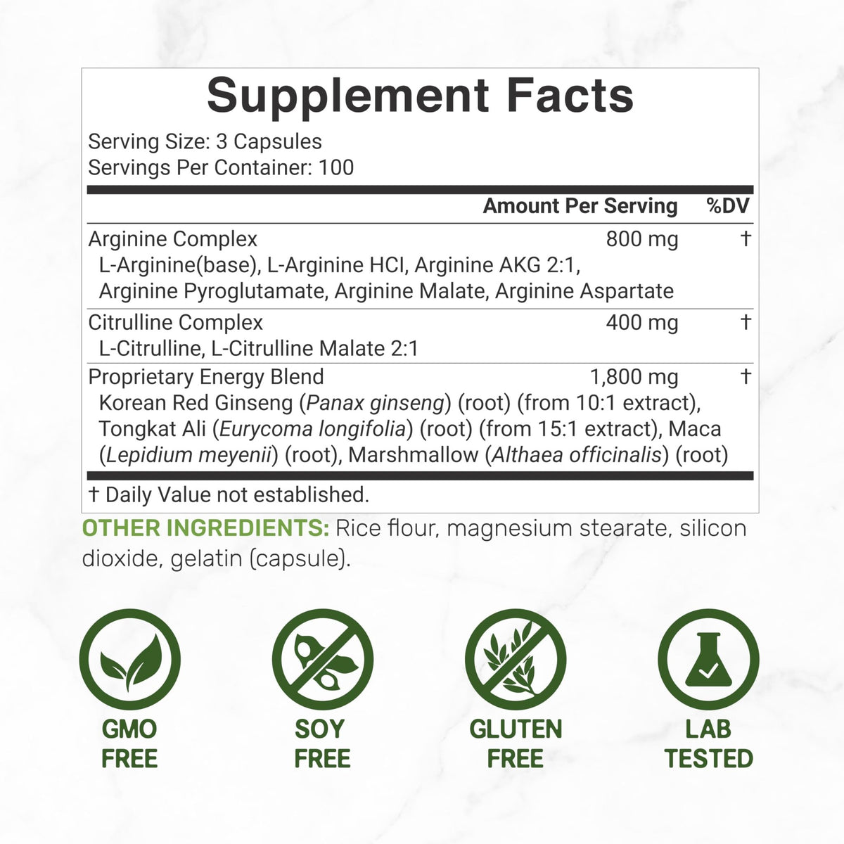 Nitric Oxide Supplement 3,000mg, 300 Capsules | 12-in-1 Complex for Men & Women – Arginine, Citrulline, Korean Red Ginseng, - FENGGESTORE20