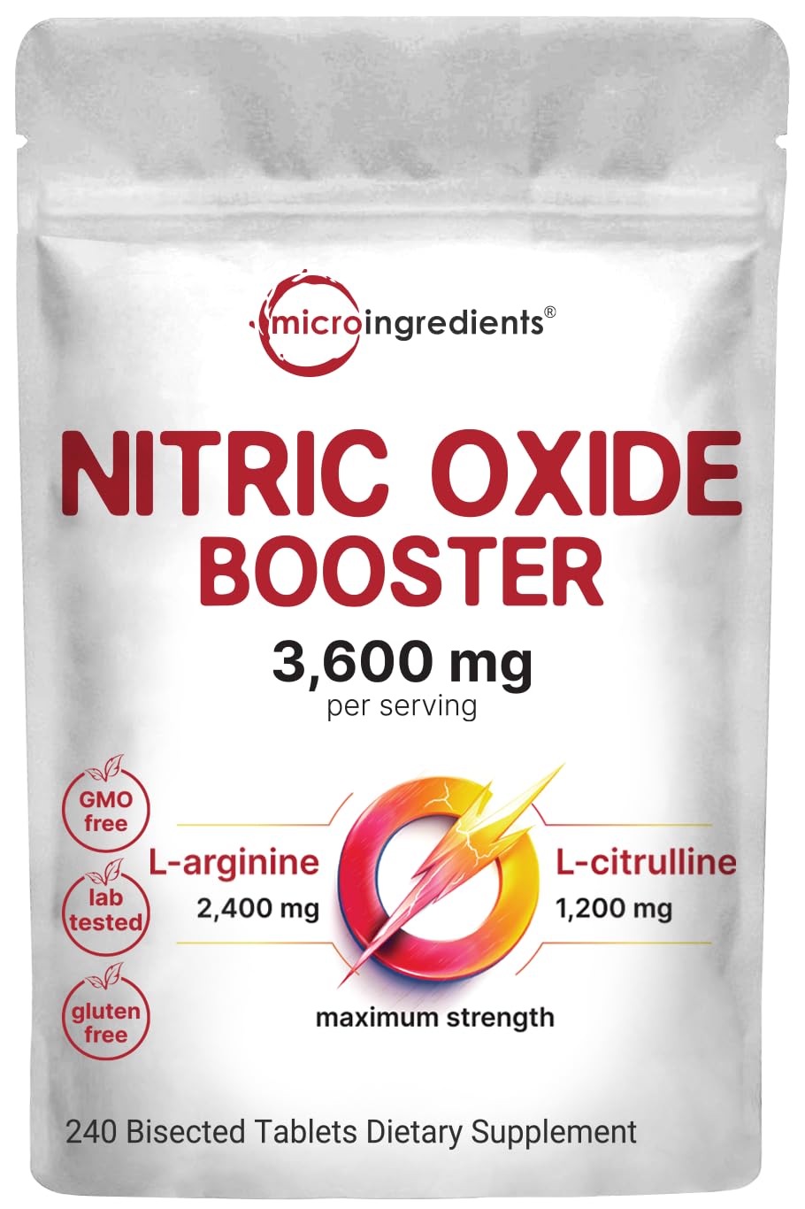 Nitric Oxide Supplements for Men & Women 3,600mg, 240 Bisected Tablets | 80 Servings | Max Strength Nitric Oxide Booster with L-Arginine & L-Citrulline - FENGGESTORE20