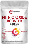 Nitric Oxide Supplements for Men & Women 3,600mg, 240 Bisected Tablets | 80 Servings | Max Strength Nitric Oxide Booster with L-Arginine & L-Citrulline - FENGGESTORE20