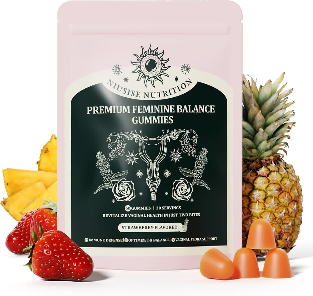NIUSISE Feminine Balance Gummies, Premium Balance Supplement for Women PH Health, Immune Support, Energy Support, Vegan, Gluten-Free, Strawberry Flavor, - FENGGESTORE20