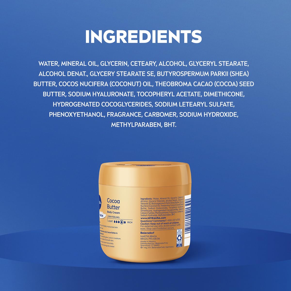 NIVEA Cocoa Butter Body Cream with Deep Nourishing Serum, Cocoa Butter Cream for Dry Skin, 16 Ounce Jar - FENGGESTORE20