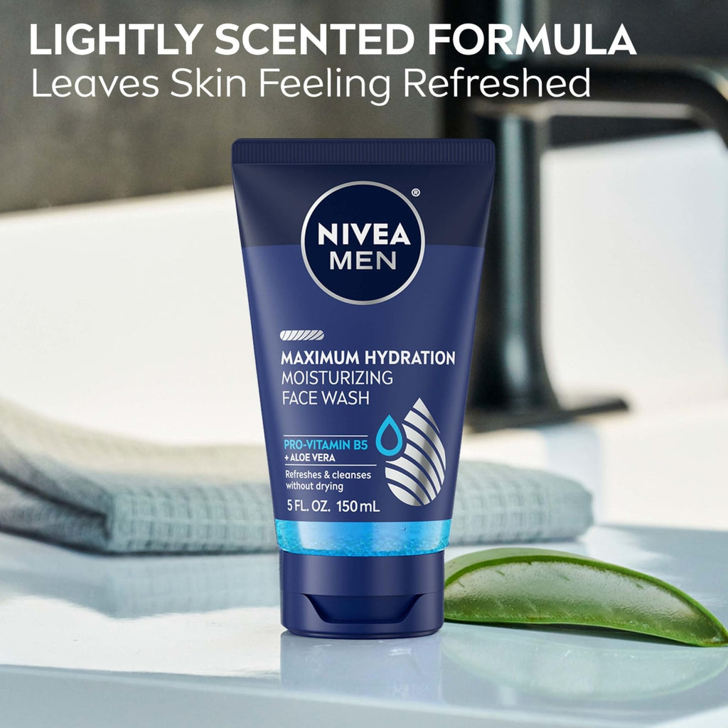 NIVEA MEN Maximum Hydration Face Wash, Face Wash with Provitamin B5 and Aloe Vera - FENGGESTORE20
