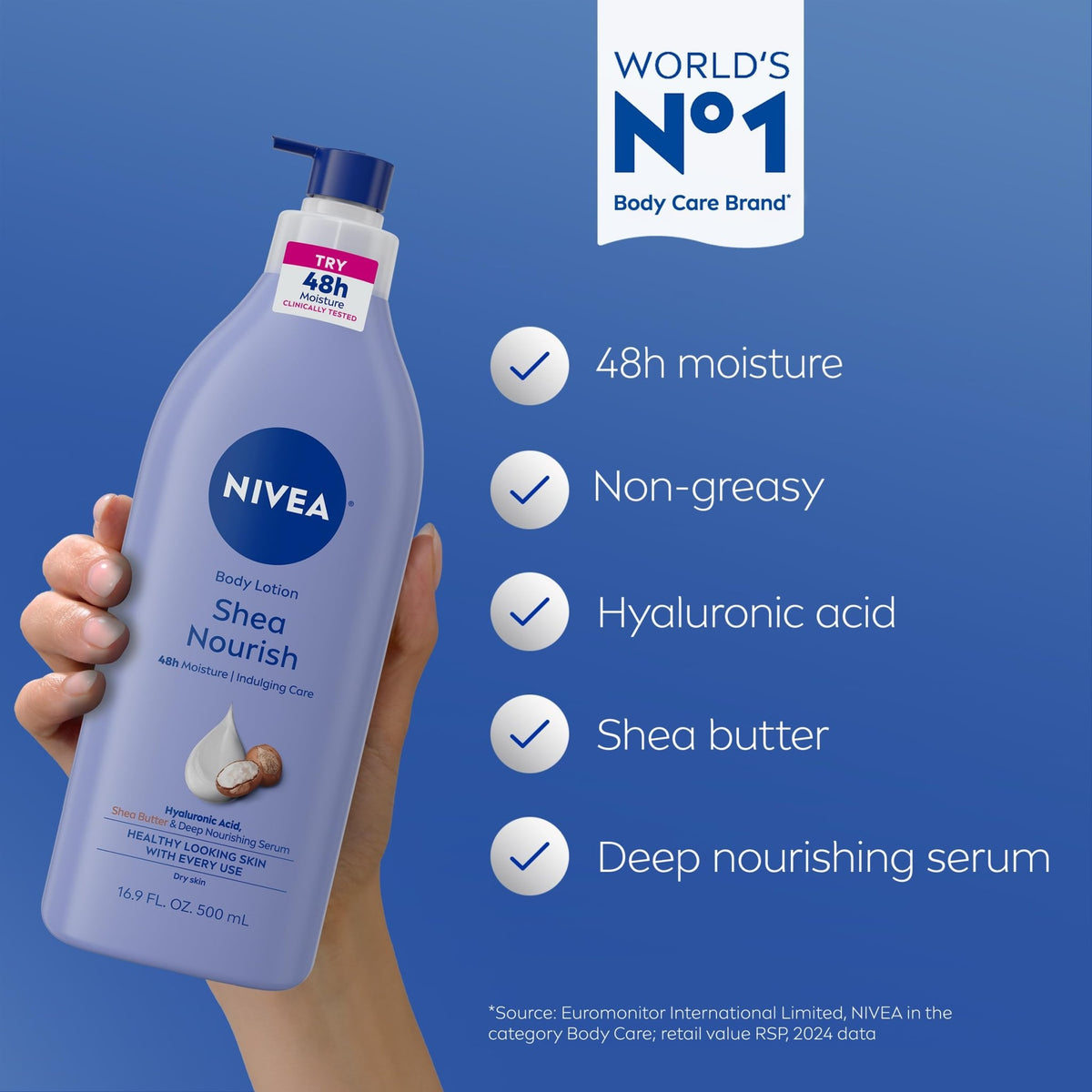NIVEA Shea Nourish Body Lotion for Dry Skin with Hyaluronic Acid, Shea Butter and Deep Nourishing Serum - FENGGESTORE20