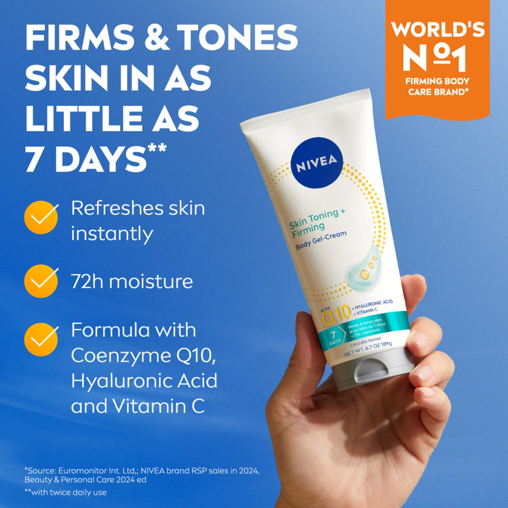 NIVEA Skin Firming & Toning Body Gel Cream with Q10, Hyaluronic Acid and Vitamin C - FENGGESTORE20