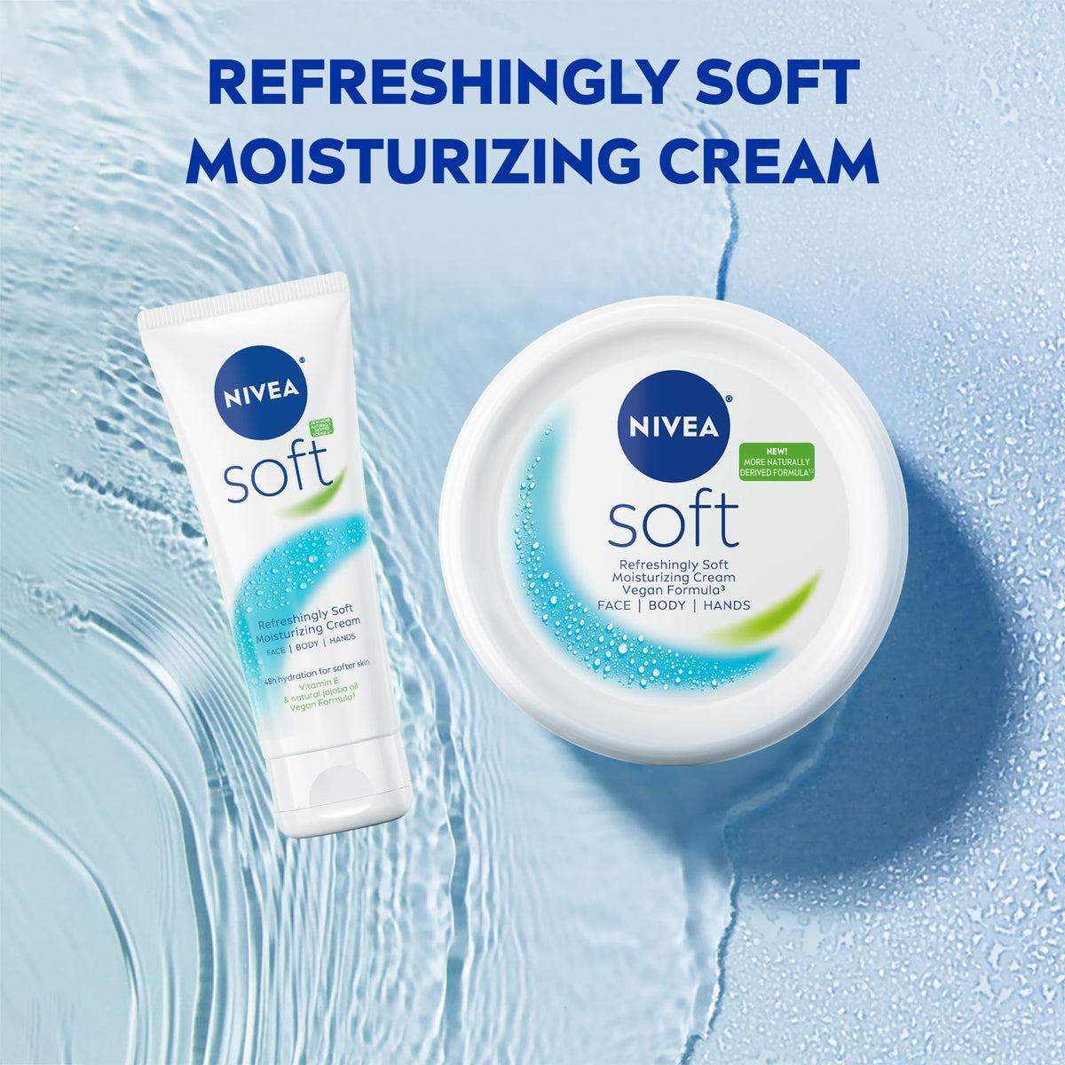 NIVEA Soft Refreshingly Soft Moisturizing Cream, Lightweight Body Moisturizer for Face, Body and Hands, Body Cream Enriched - FENGGESTORE20